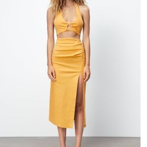 Zara orange midi skirt set